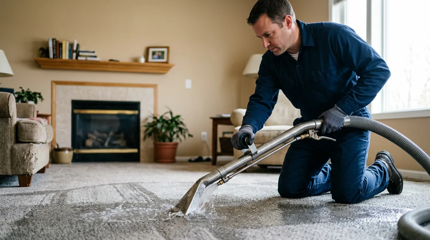 Water damage restoration technician working near Webster, KY